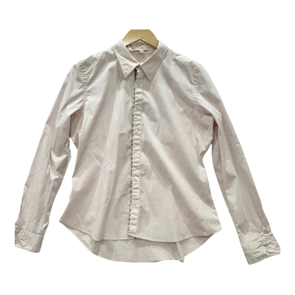 Burberry London Womens XL Pink Nova Check Trim Stretch Cotton Button Up Shirt